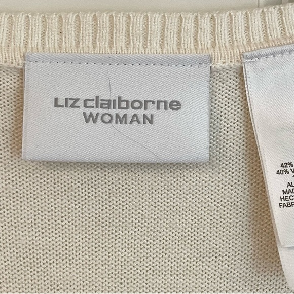 VTG Liz Claiborne 2 Pc Twin Cardigan Sweater Set, Rhinestone Buttons, Sz 3X - Picture 7 of 9